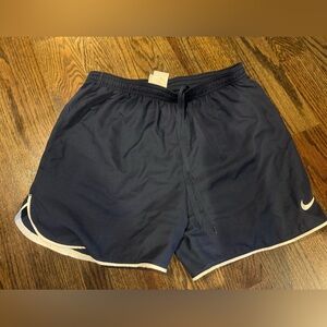 Nike Navy Blue slim fit dri fit Sports Shorts with White Trim
